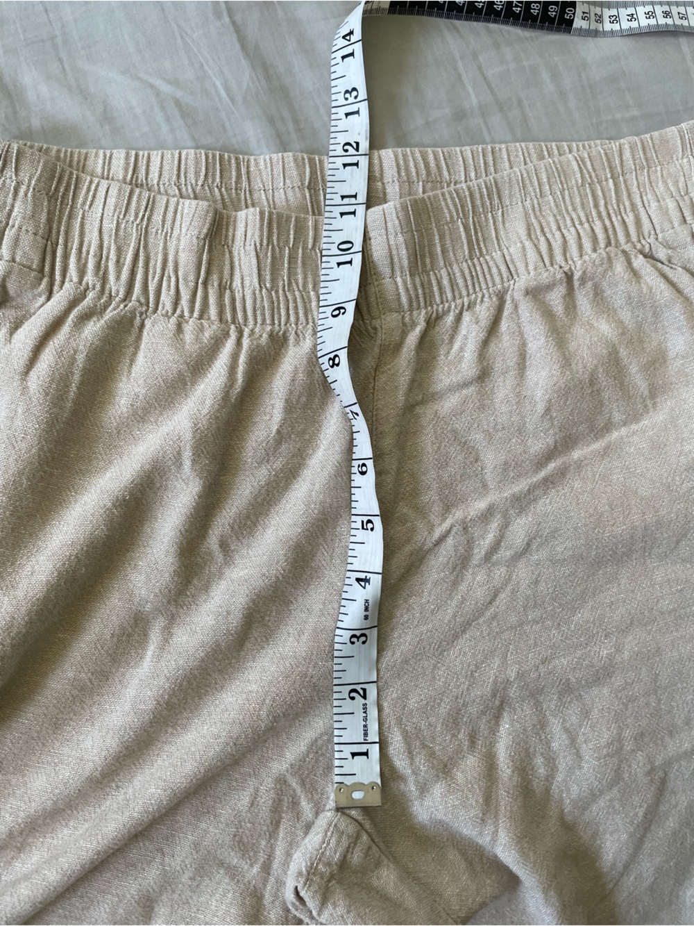 Old Navy High Rise Wide Leg Elastic Waist Linen-Blend Pants - Beige - Picture 7 of 8